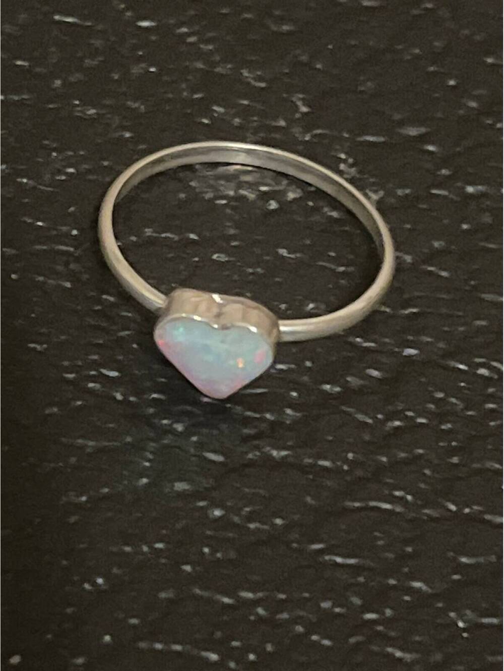 Zuni handmade sterling silver opal heart cluster ring size 6 inlay